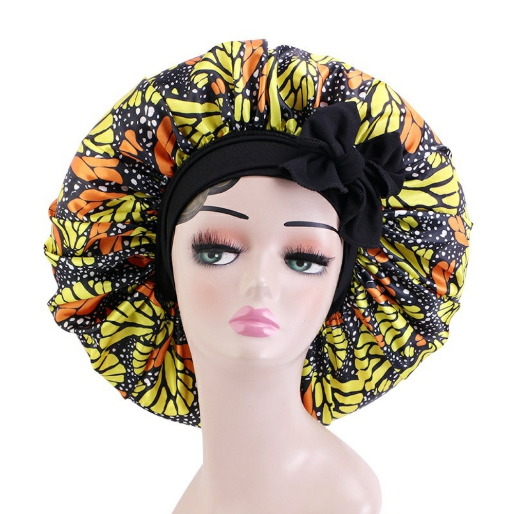 Elastic Band African print Satin Bonnet